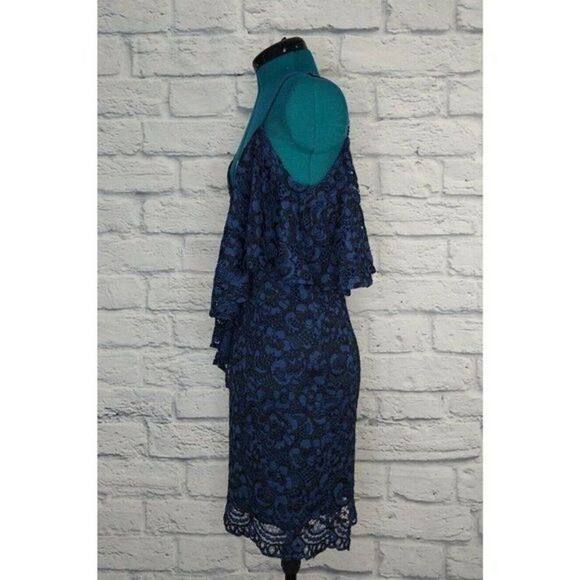 Anthropologie Allison New york boho Blue Black Embroidered Lace Dress Sz S - Picture 2 of 5